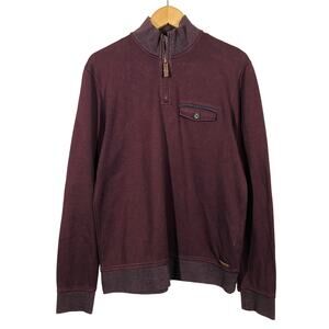Ted Baker Qrtr Zip Long Sleeve Pullover Polo Casual Top Shirt Eggplant - 4